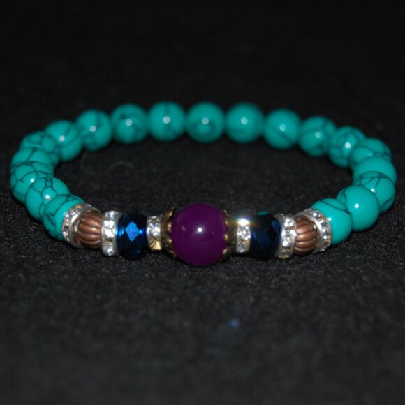 Gemstone Bracelet,Stone Beads Bracelet,MGemstone ulticolor Stone Beaded Bracelet - Picture 1 of 3